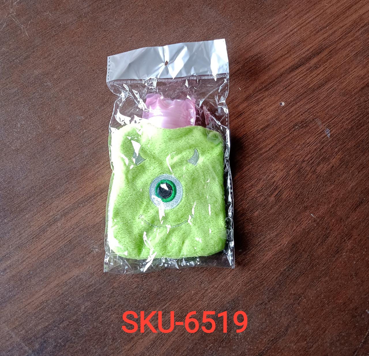 Green One-Eyed Monster Print Small Hot Water Bag with Cover for Pain Relief Green One-Eyed Monster Print Small Hot Water Bag with Cover for Pain Relief